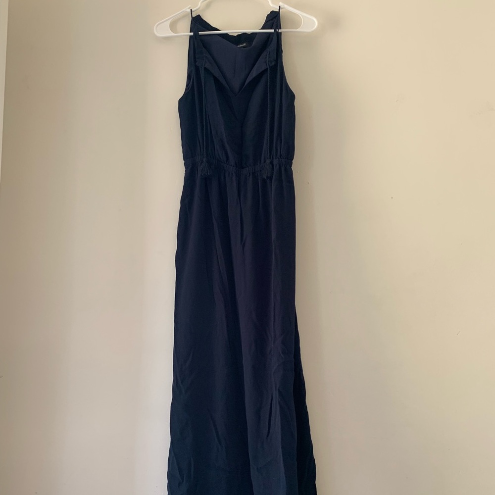 Madewell Navy Tassle-Tie Casual Maxi Dress - Picture 4 of 7
